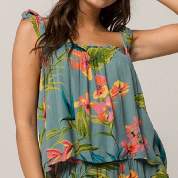 Billabong No Worries Convertible Off-The-Shoulder Floral Top, Small - Picture 2 of 5